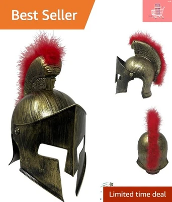 Casco romano medieval con visera ajustable y pluma - accesorio guerrero épico Foto 1 de 4