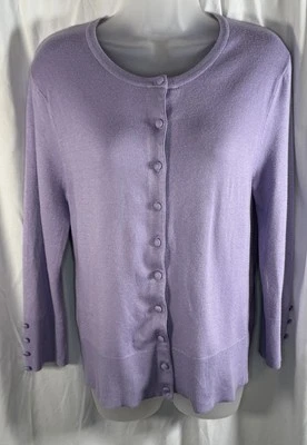 Evie Coverd Buttons 3/4 Sleeves Cardigan Purple Sz: L, 84-36 - Image 1 of 4