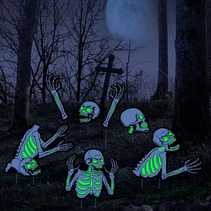5 Stück Halloween Hof Schilder Outdoor Deko Fluoreszierend Halloween Skel... - Bild 1 von 7