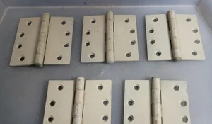 Vintage set of 5 Square 4.5in square  steel heavy duty door hagar hinge - Picture 1 of 5