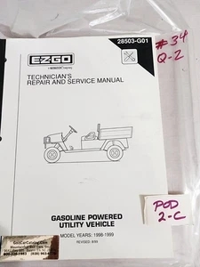 1989-99 EZGO 28503G01 Gas Utility Vehicle Technicians Repair Service Manual - Bild 1 von 3