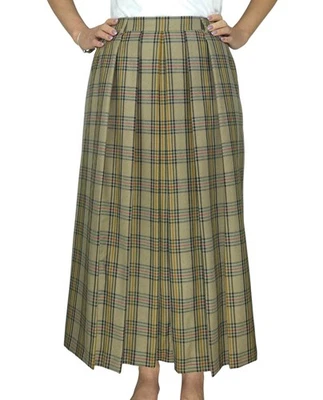 Vintage Daks London Wool Tartan Plaid Pleated A-line Long Skirt Sz GB 16 (L-XL) - Image 1 of 4