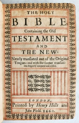 1660 BIBLE in ENGLISH antique OLD & NEW TESTAMENT by Henry Hill & John Field - Image 1 of 4