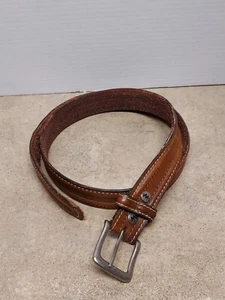 Cintura vintage in pelle marrone WW Western cuciture cowboy taglia 39 pelle di qualità - Foto 1 di 15