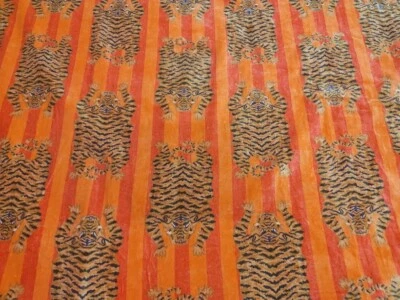 Tiger Print Beautiful Soft Velvet Fabric Indian Running Upholstery Fabric 5 Yard - Image 1 of 4