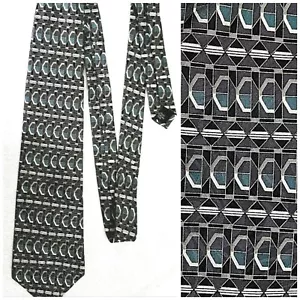 Corbata Henry Grethel Para Hombre Italiana Seda Gris Negro Azul Geométrica Trabajo Oficina - Imagen 1 de 10