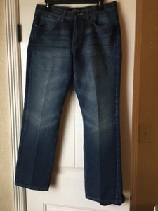 Apt 9 Jeans Men 30x32 Regular Straight Whiskered Dark Denim Pants - Picture 1 of 4