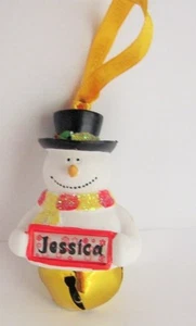 25350 JESSICA NAME FROSTY SNOWMAN COLOUR BELL CHRISTMAS TREE DECORATION GIFT - Picture 1 of 6