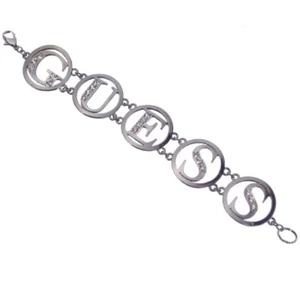 Guess Bracelet Gunmetal Link Letter Logo Gift Jewelry - Picture 1 of 1