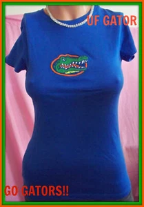 T-shirt lunga aderente S M L XL Junior blu UF Gator ricamo impreziosito COLLEGE - Foto 1 di 2