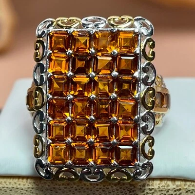 Natural 4.25ctw AAA Madeira Citrine 18k Yellow Gold Sterling Silver Ring Size 7 - Image 1 of 4