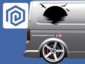 Sun Set Birds Vinyl Decal For Campervan Van Caravan Sticker Graphic Camping - Picture 1 of 14