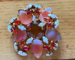 Vintage 1950's Silver Tone, Starburst With Iridescent Rhinestone Brooch. - Picture 1 of 5