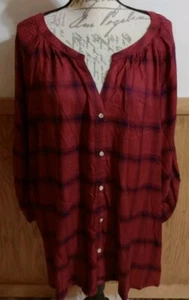EST 1946 Size 26/28W Red Blue Plaid Button Down Shirt LS Roll Tab Sleeves NWT - Picture 1 of 9