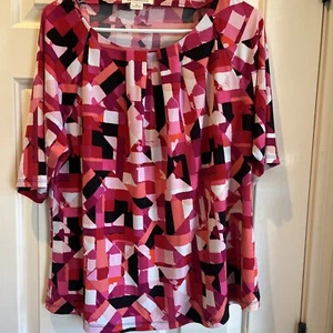 Liz Claiborne elegante stretchige Bluse Tunika Damen XL rosa schwarz - Bild 1 von 6