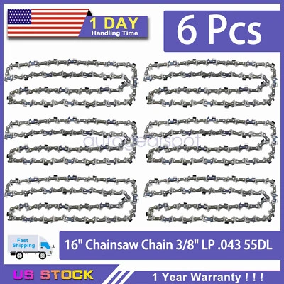 6 Pack Chainsaw Chain For Stihl MS170 MS180 017 019 023 16 Inch .043 3/8 LP 55DL