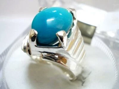 Anillo Turquesa Para Hombre Neeshapuri Feroza Hombres Anillos Talla 9 Piedras Preciosas Naturales Talla 9 Foto 1 de 4