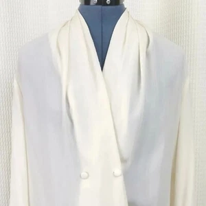Vintage Chaus cremefarbene zweireihige Bluse Größe 12 - Bild 1 von 10