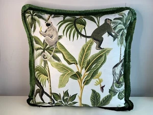 New cushion cover monkey jungle tropical bird leaves print 45 x 45cm - Picture 1 of 9