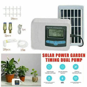 Home Garden Plant Self Watering System Solar Timer Automatic Drip Irrigation Set - Picture 1 of 12