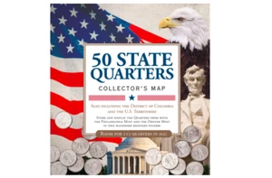 50 US State Map Folder Album Coin Holder Commemorative Quarters Collectors Fifty - Picture 1 of 8