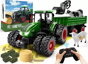 Remote Control Tractor Toy, Kids RC Tractor Set & Truck and Trailer Front Loader - Picture 1 of 12