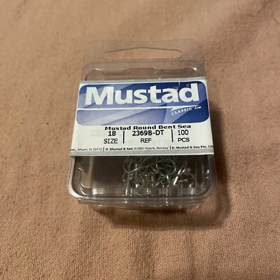 100 Mustad Round Bent Sea Hook SIZE 18 Duratin #2368B-DT - Image 1 of 2