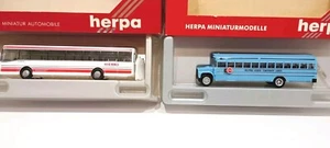 Lot Of 2 Vintage Herpa Plastic Miniature Single Deck Coach-Bus Setra School Bus - Picture 1 of 15