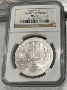 2010-W Disabled Veterans Commemorative Silver $1 NGC MS 70 - Picture 1 of 2