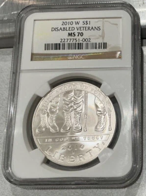 2010-W Disabled Veterans Commemorative Silver $1 NGC MS 70 - Image 1 of 2