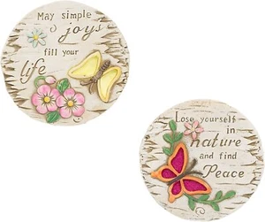 Stepping Stone Decorative Butterfly Garden Concrete Floor Wall Plaque D�cor x2 - Picture 1 of 6