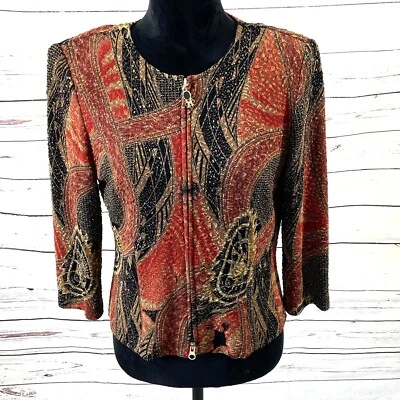 Joseph Ribkoff Jacket Women’s 8 Red/Brown Full Zip Long Sleeves - Image 1 of 4