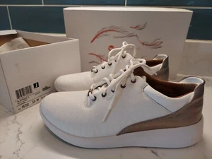 Damenschuhe 10 unstrukturierte Clarks UN Alfresco LO weißgoldfarbenes Leder 26135710 - Bild 1 von 12