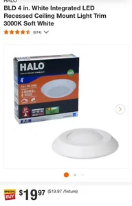 Aufputz 3000k CCT integrierter LED Einbaustrahler HALO BLD406930WHR 4er Pack!! - Bild 1 von 3