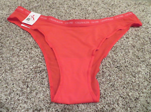 NWT NEW CK ONE by Calvin Klein XL Red Brazilian Panty QD3797 Logo Waistband