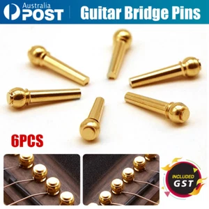 6pcs Guitar Bridge Pins Metal String End Peg Acoustic Gold Brass Replacement - Picture 1 of 11