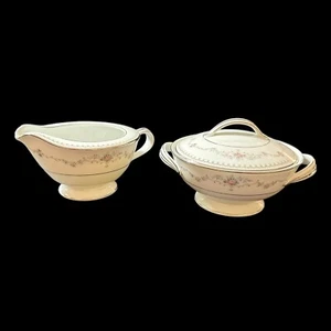 Vintage Noritake Fairmont Creamer and Lidded Sugar Bowl #6102 Platinum Trim - Picture 1 of 18