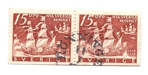 Suecia Sc# 269 - 1938 Wilmington 15o envío par de estampillas usadas - Imagen 1 de 1
