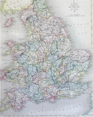 Inglaterra y Gales Londres York Cardiff Liverpool c. 1850-8 Archer mano mapa a color Foto 1 de 4