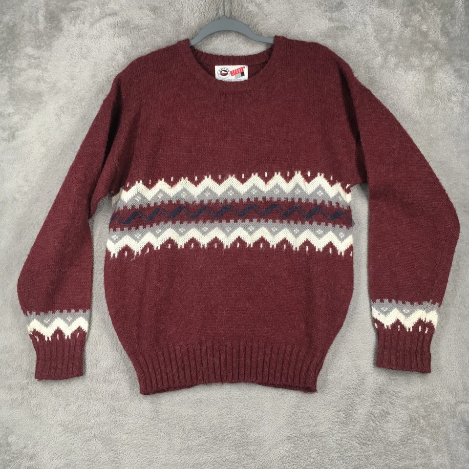 Vintage Arrow Sport Sweater Mens Medium Red Geometric Pullover Crew Neck - Image 1 of 4