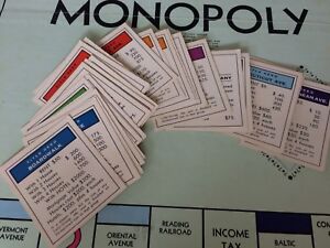 Vintage 1961 Monopoly Property Title Deed Card Replacement Set 28 card complete+