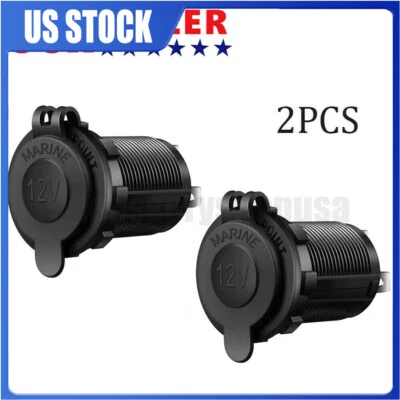HQPART 2pcs 12V Cigarette Lighter Socket Power Outlet Receptacle Plug or Car Marine ATV