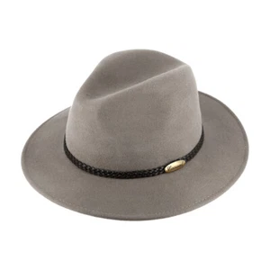 fiebig ® SOMBRERO DE FIELTRO DE LANA TRAVELLER SOMBREROS SOMBRERO DE LANA LANA CASUAL GRIS CLARO NUEVA TENDENCIA - Imagen 1 de 4