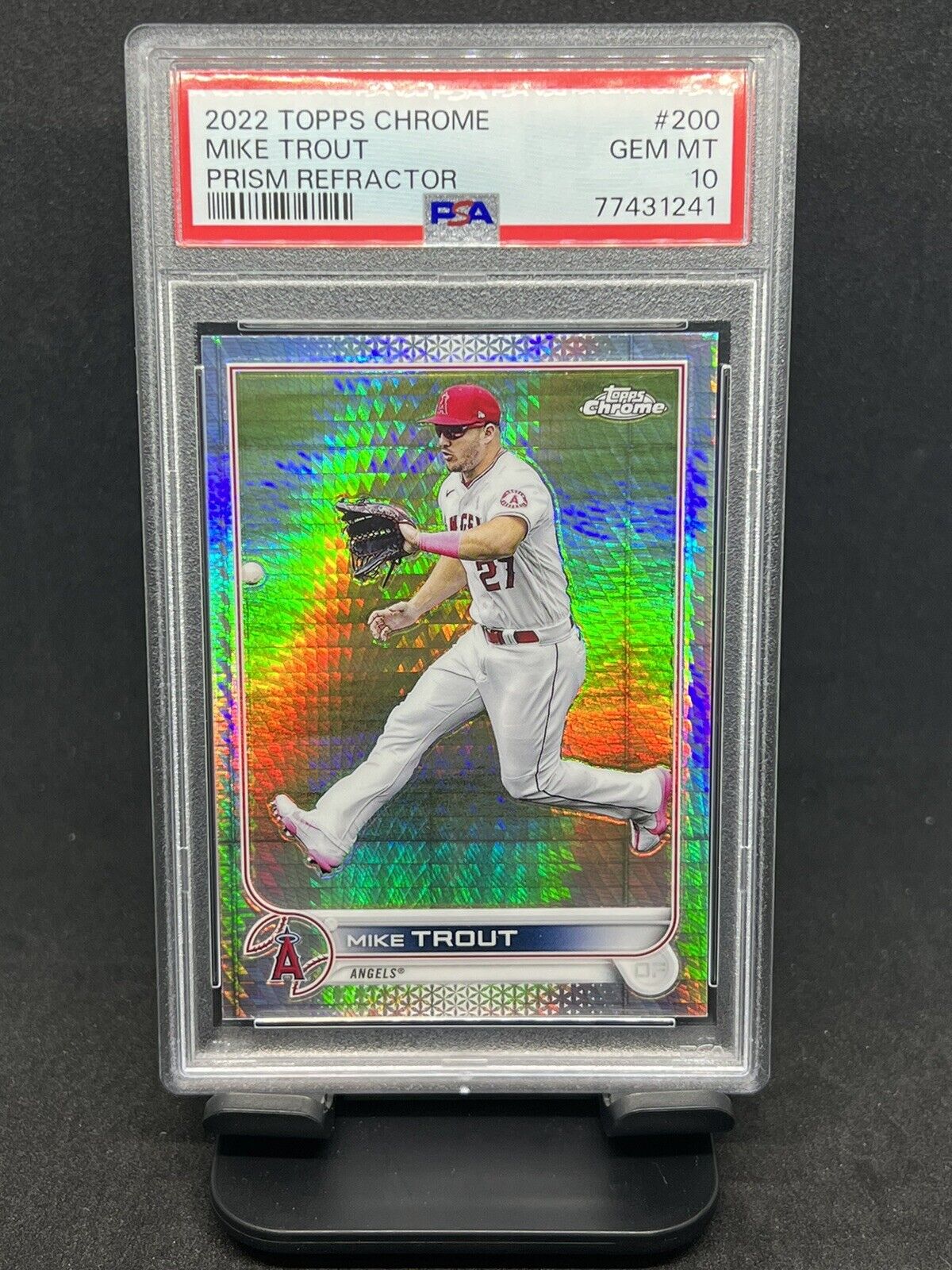 2022 Topps Chrome Baseball MIKE TROUT Prism Refractor #200 PSA 10