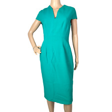 Pied A Terre Green Fitted Pencil Dress Size 10 Midi Sleeveless Work Office