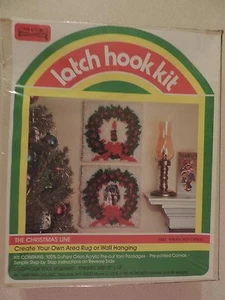 Vintage Garnsets Riegel Haken Set 12 x 12 # 9650 Kranz mit Kerze 70er Jahre - Bild 1 von 2