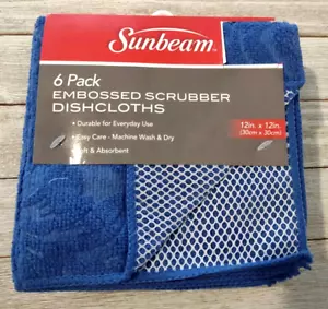 Sunbeam Embossed Scrubber Dishcloths 6 pack 12" x 12" - Picture 1 of 2