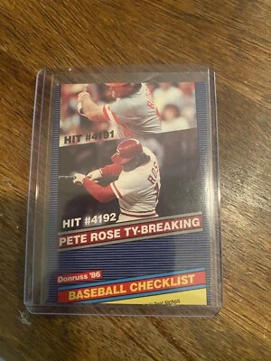 Pete Rose ¡¡ERROR!! Tarjeta de béisbol Donruss 1986 Ty-breaking hit 4191 4192 #644 Foto 1 de 2