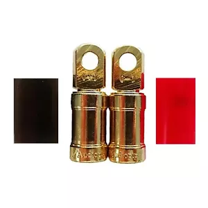 Positive & Negative 1/0 AWG Gauge 3/8" Stud Battery Ring Terminal Wire Cable End - Picture 1 of 2