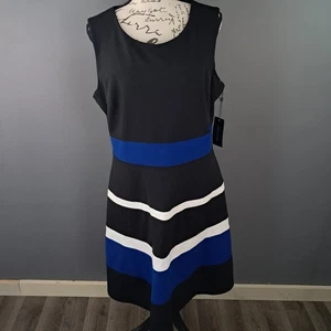 Tommy Hilfiger Damen schwarz/blau/weiß ärmelloses Kleid Größe 14 - Bild 1 von 6